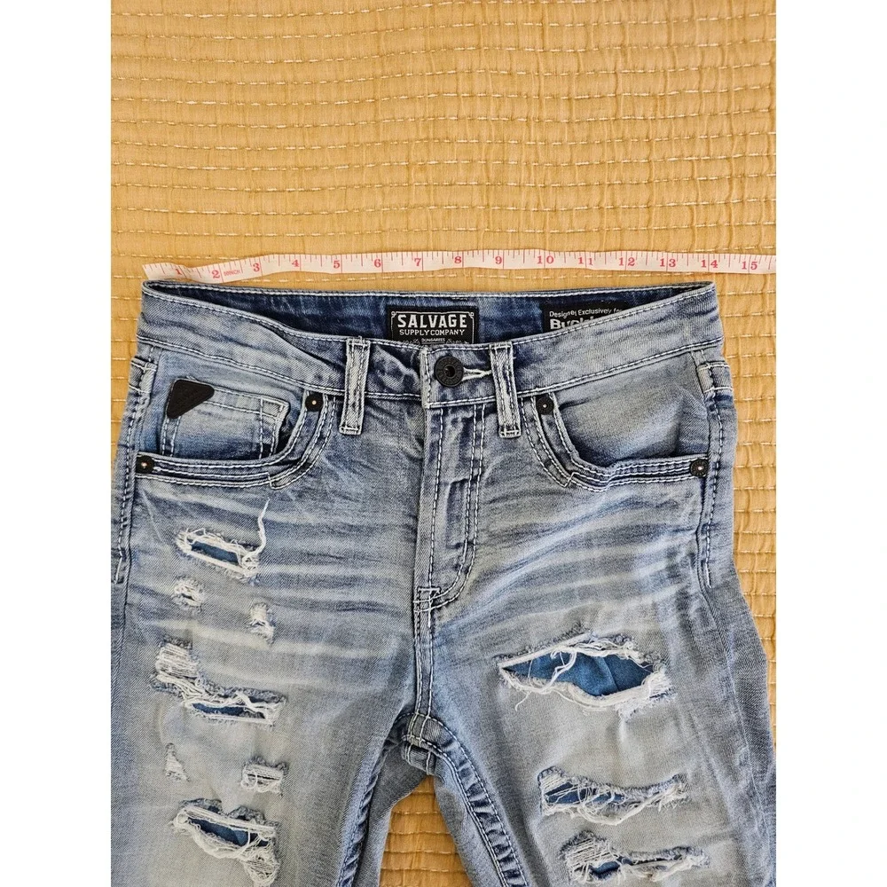 Salvage Supply Co Buckle Boys Mayhem‎ Straight Distressed Jeans Streetwear 16R